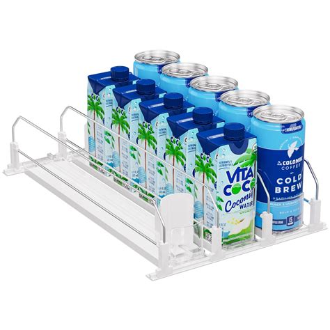 Puricon Drink Organizer For Fridge Pusher Glide Spring Loaded Fridge