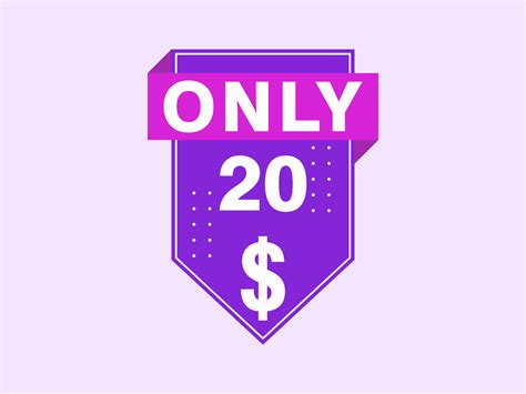 20 Dollar Only Coupon Sign Or Label Or Discount Voucher Money Saving