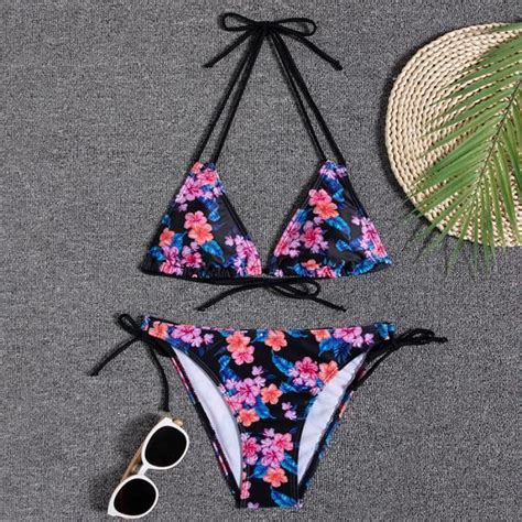 Ensemble De Bikini Maillot De Bain Br Silien Imprim Floral String Sexy Bikini Trikini Pour