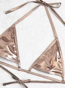 Shein Swim Sxy Metallic Triangle Tie Side Bikini Swimsuit Shein Usa