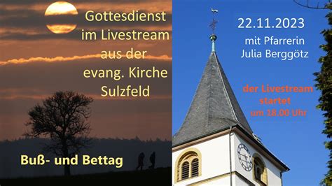 Gottesdienst Buß und Bettag 22 11 2023 um 18 00 Uhr mit Pfarrerin