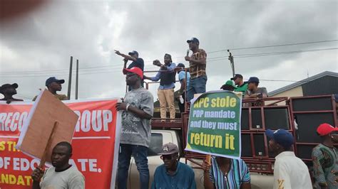 Guber Poll Edo Pdp Chairman Leads Protest To Inec Office Daily Post