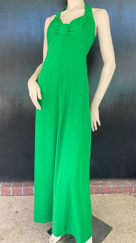 Vintage 1970s Dress Green Gem