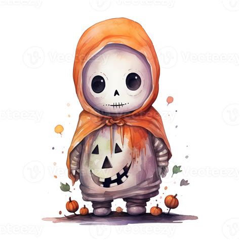 Cute Halloween Watercolor Clipart Ai Generative 27235833 Png