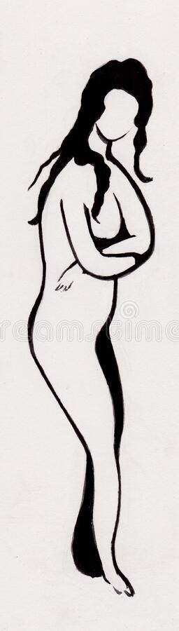Nude Woman With Long Hair Stock Illustration Illustration Of White