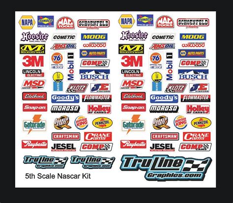 Sponsor Decal Pack Nascar 14 15 Scale Truline Graphics Rc