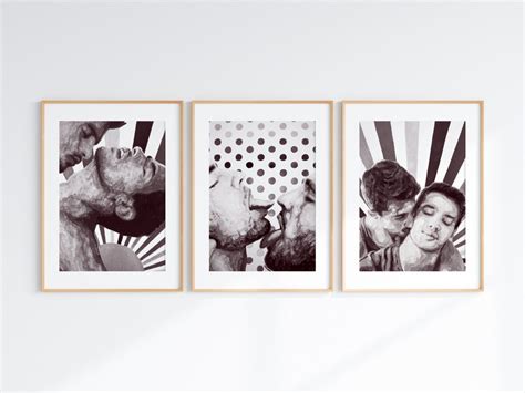 Set Of Gay Couple Kissing Watercolor Art Print Same Sex Couple Gift Same Sex Marriage Love Is