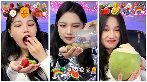 50 Emoji Eating Challenge 🍹💣🍓🥙🥭🍧🍇🍟🍹🍍 Asmr Eat Fruits Icon 🤤 Food