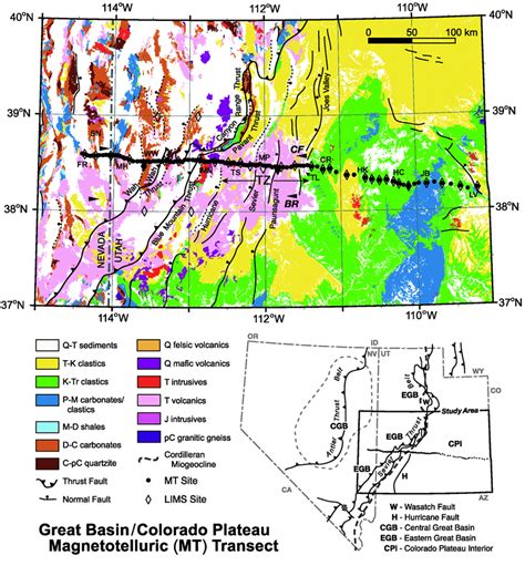 Geologic Map Of Central Utah And Easternmost Nevada Across The Eastern