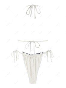 Women S ZAFUL Textured Loincloth Overlock Style Halter String Triangle Bikini Set Two Piece