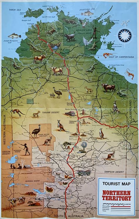 Tourist Map Northern Territory Australia About 1980 Tourist Map