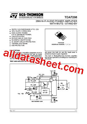 TDA7298 Datasheet(PDF) - STMicroelectronics