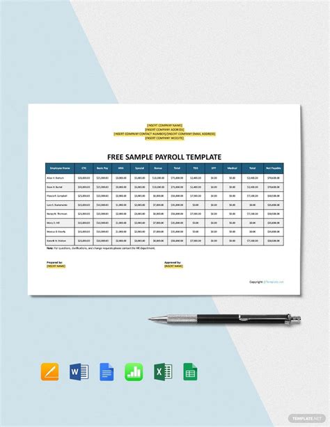 FREE Payroll Schedule Template - Download in Word, Google Docs, Excel ...