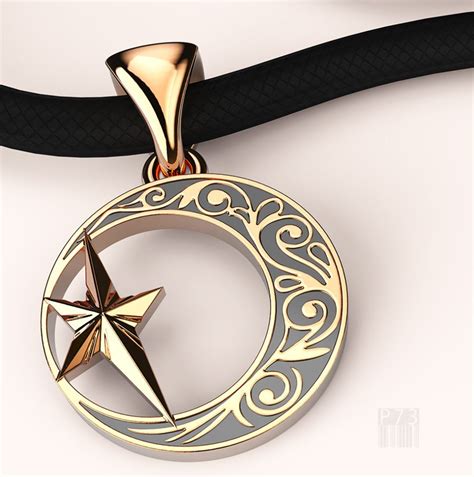 мусульманский подвес 3D модель #золотой #мусульманский #полумесяц # ...