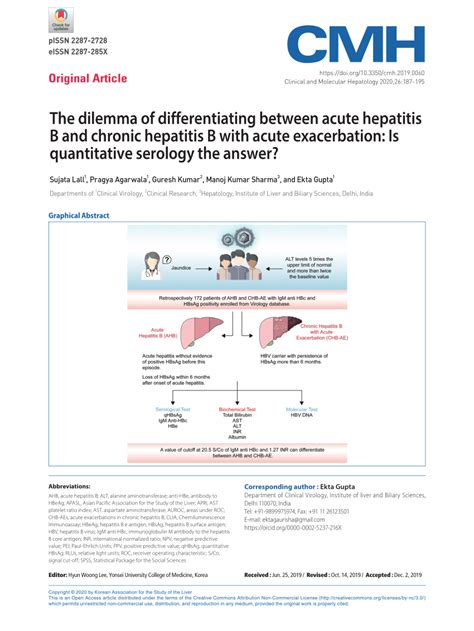 PDF The Dilemma Of Differentiating Between Acute Hepatitis B And