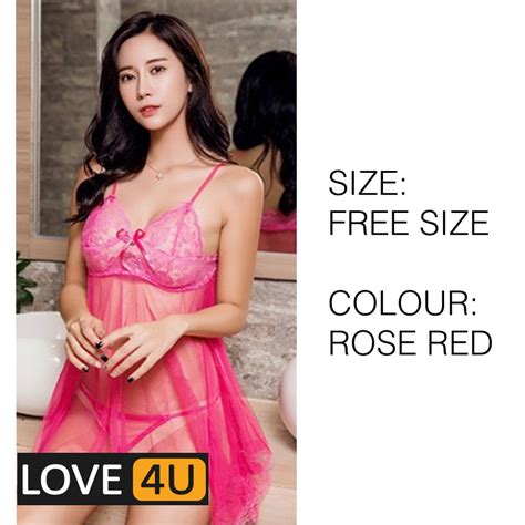Love Uquality Women Sexy Lingerie Lace Transparent Dress Baju Seksi Mengoda G String Intimate