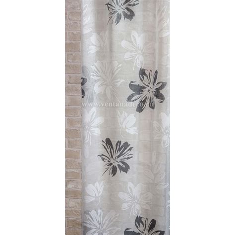 Лен-тюль деворе «Астры» 00357 C2 Молоко + графит (вес 102гр/м2 ...