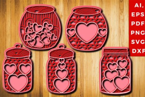 3d Love Jar Svg Bundle Laser Cut File Graphic By Ngised · Creative Fabrica