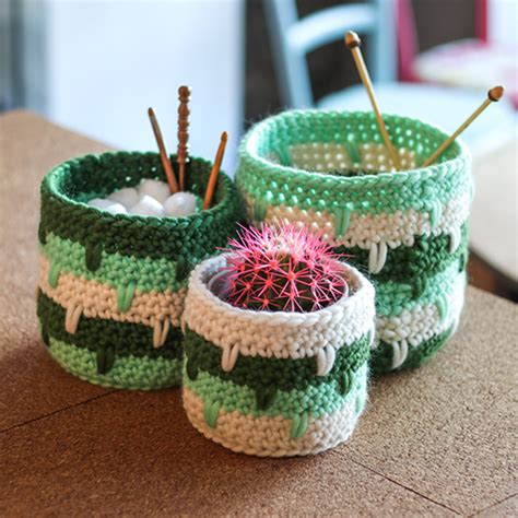 A Trio Of Beautiful Baskets Inside Crochet