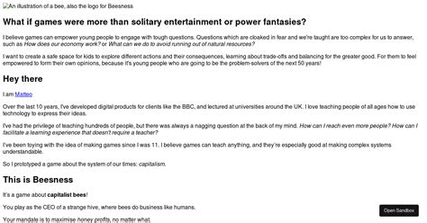 beesnessgames codesandbox