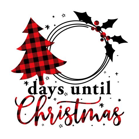 Days Until Christmas Text With Red And Black Tartan Plaid Scottish