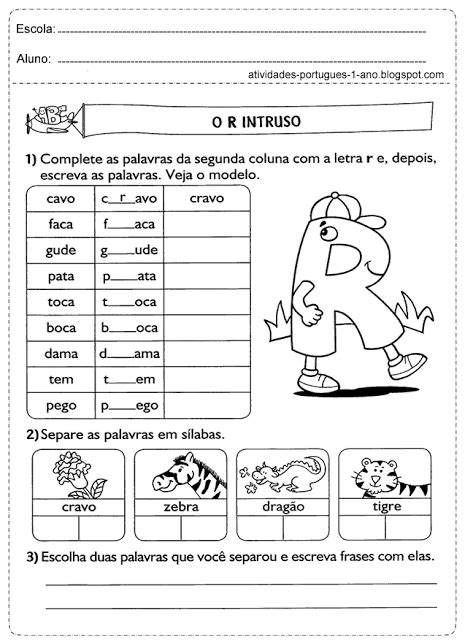 Atividades de ortografia para o 1 ano SÓ ESCOLA