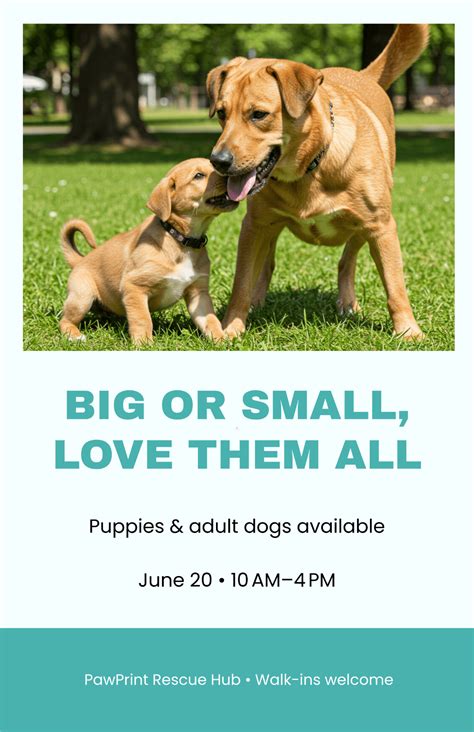 Free Dog Adoption Poster Templates, Editable and Printable