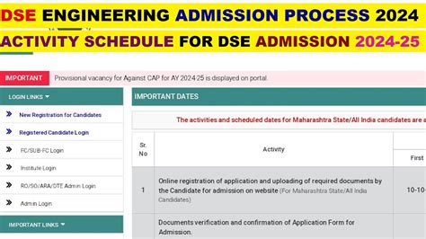 Direct Second Year Engineering Admission 2024 25 Activity Schedule