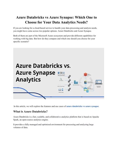 Ppt Azure Databricks Vs Azure Synapse Which One To Choose For Your