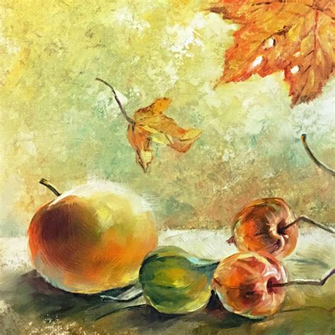 Kitchen Fruit Oil Painting Tea Cup Paint Painting By Tatyana