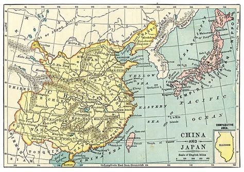 Map of China and Japan 1889 (Print #18357303) Poster. Framed Photos