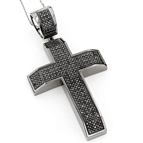 Heavy 14k Black On Black Diamond Cross Pendant 6 50ct Diamond Cross Pendants Black Diamond