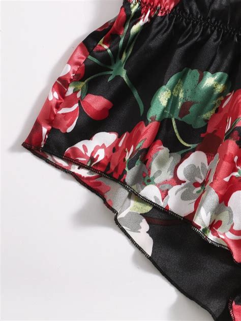 Laço Contraste Floral Romântico Lingerie Sensual Shein Brasil