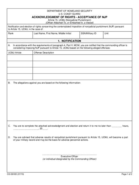 Fillable Online Cg5810dpdf Acknowledgment Of Rights Acceptance Of Njp