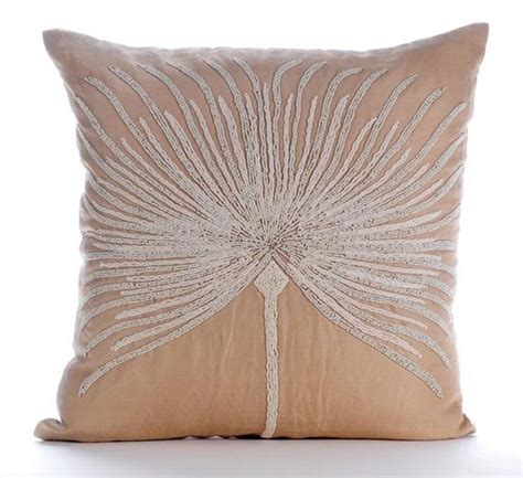 Designer Beige Throw Pillow Cover 16x16 Cotton Etsy