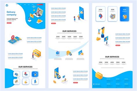 Premium Vector Delivery Company Isometric Website Template Landing