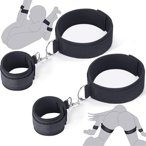 Amazon Sex Bondage Wrist Thigh Cuffs BDSM Bondage Restraints Set Adult Sex Toys For