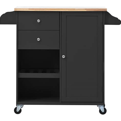 Black Wood 41 in. Kitchen Island with Drawers 299362AAB - The Home Depot