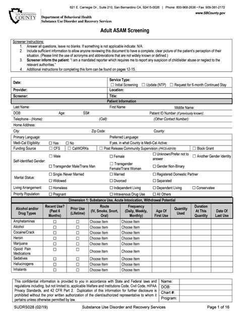 Adult Asam Screening Fill And Sign Printable Template Online Us