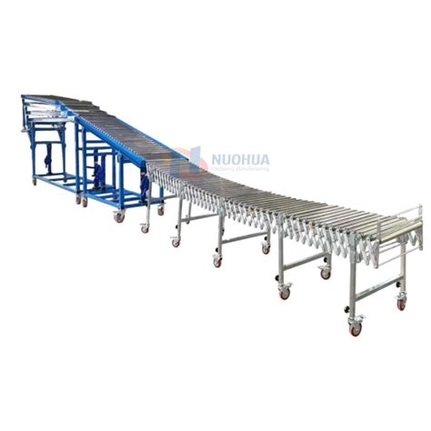 High Rise Telescopic Unloading Conveyor Gravity Roller Conveyor For Container Telescopic