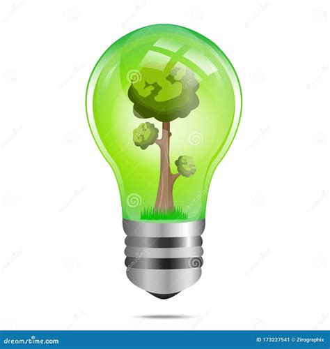 Green Light Bulb With Plant Inside Stock Illustration Illustration Of