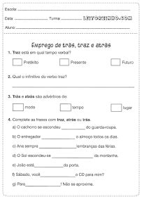 Traz De Trazer É Com Z - Emprego de trás, traz e atrás | Ortografia português, Advérbios ...