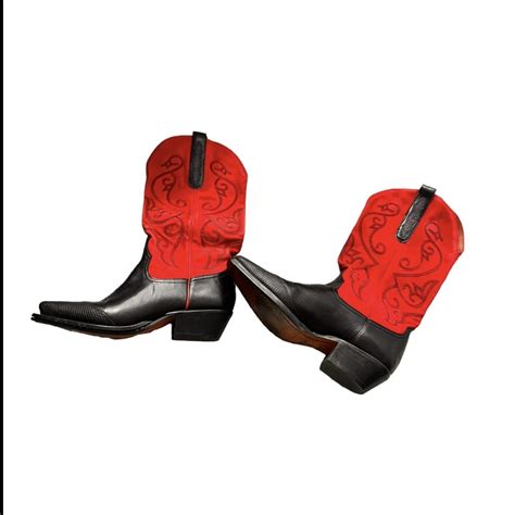 Red Leather Cowboy Boots Cant Ship Until I Go Home Depop