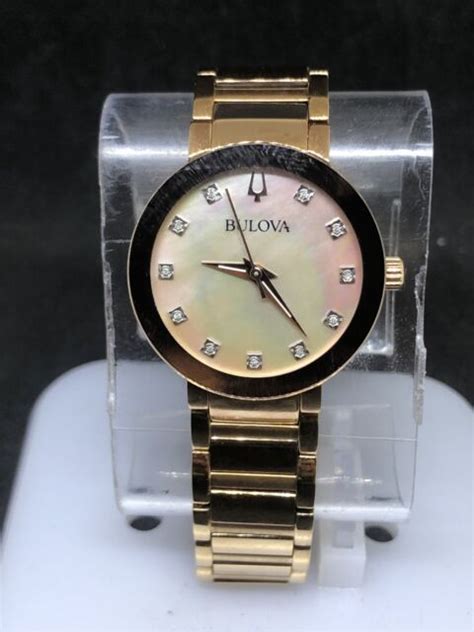 Bulova Modern Quartz Diamond Mother Of Pearl Dial Ladies Watch 97p132