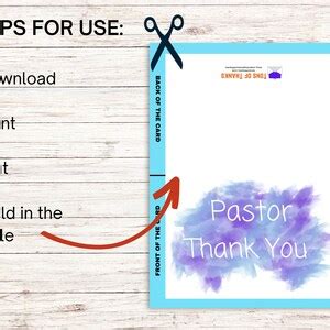 Printable Pastor Appreciation Card Bundle Pastor Thank You Card