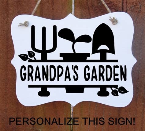 Personalized Garden Sign Grandpa's Garden Family Garden - Etsy