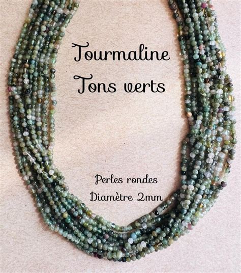 Fil De Perles Perfor Es Rondes De Tourmaline Verte Diam Tre Mm