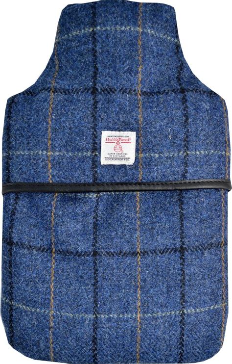 Navy Check Harris Tweed Wool Luxury L Hot Water Bottle Hot Water Bottle Hot Water