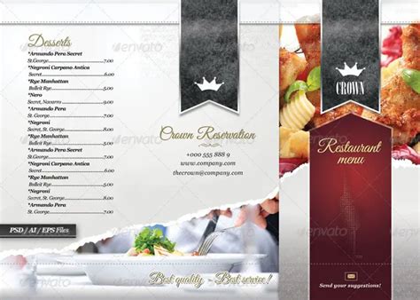 Psd Indesign Food Menu Templates For Restaurants