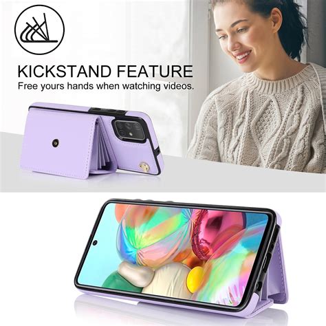 For Samsung Galaxy A71 4G RFID Card Slot Leather Phone Case with Long